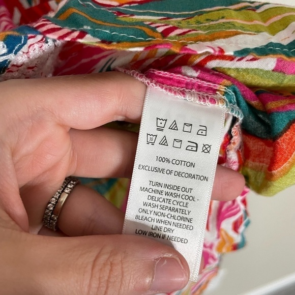 C&C California Colorful Palm Leaf Printed Eyelet Trim Blouse Medium - Picture 3 of 6